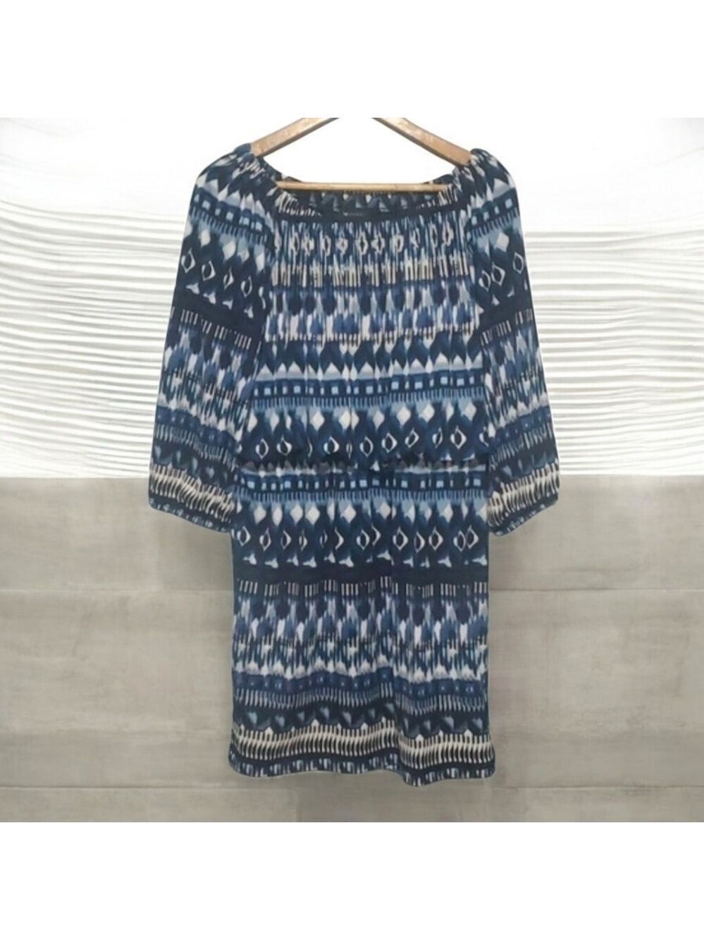 AB Studio dress women's size large‎ Geometric abstract print elastic waist